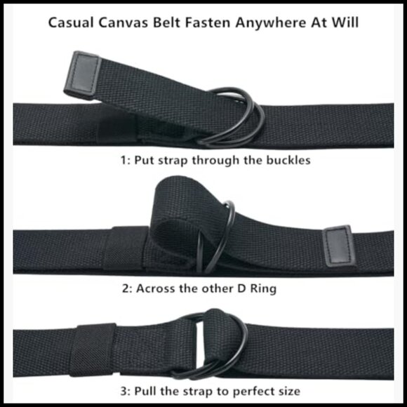 Canvas Belt with Zinc Alloy Buckle, Double D-Ring, Adjustable No-Hole Design main image 7